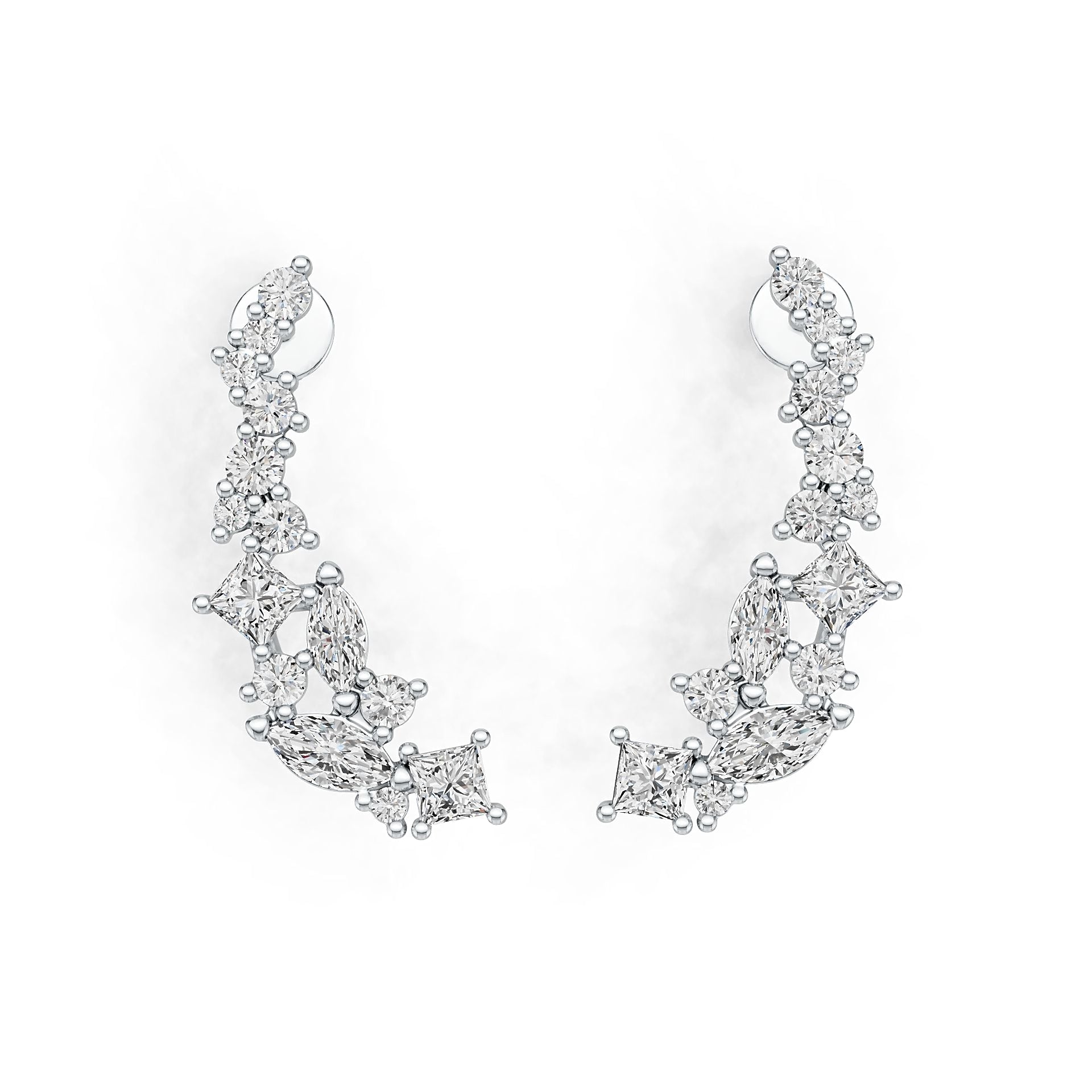 Platinum Semi Mount Earrings Setting Marquise MQ 6X3mm MQ 5X2.5mm SQ 3X3mm Diamond Accent DHJ