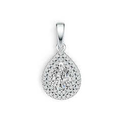 Sterling Silver Semi Mount Pendant Setting  PE 7x5mm Halo with White Topaz Syzjewelry