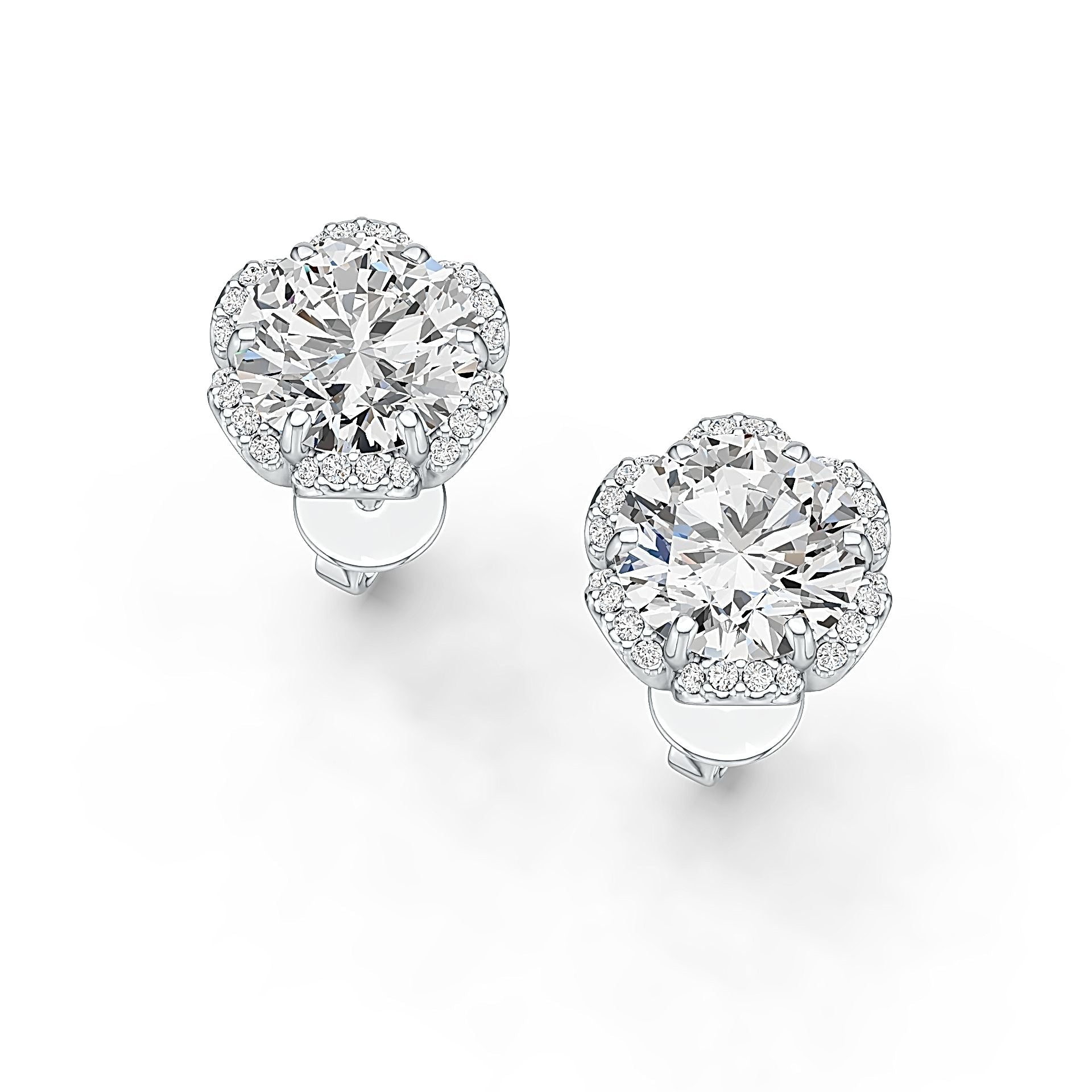 10K Gold Semi Mount Earrings Setting Round RD 8x8mm Moissanite Accent DHJ