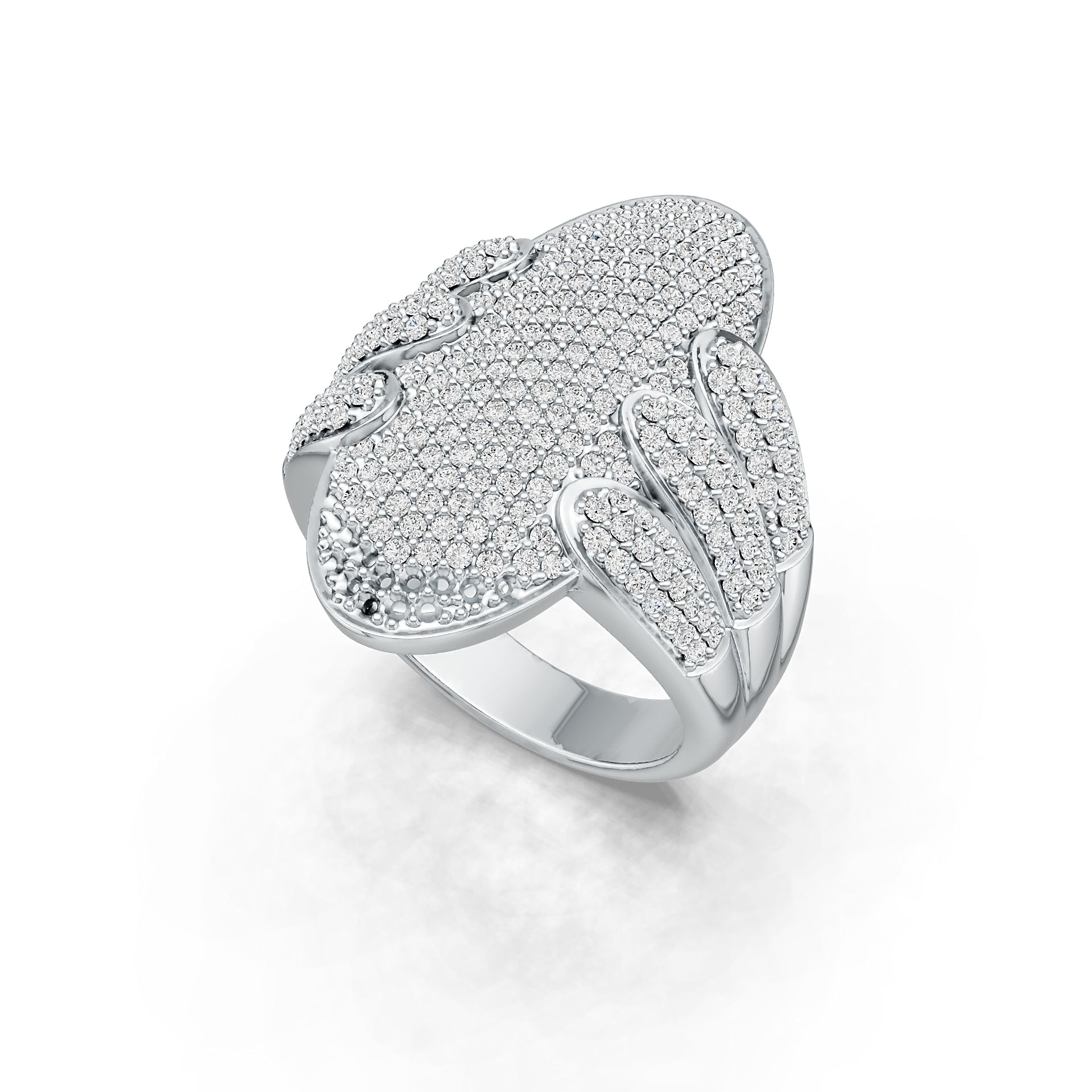 14K Gold Cocktail Ring Oval-Shaped with or Moissanite Diamond Accent DHJ