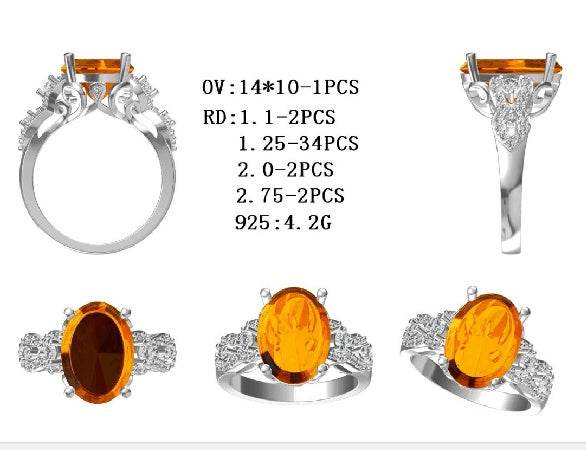 18K Gold Semi Mount Ring Setting Oval OV 14X10mm Diamond Accent DHJ