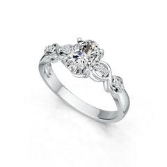 14K Gold Semi Mount Ring Setting Oval OV 8X6mm Infinity Band Diamond Accent DHJ