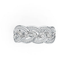 Sterling Silver Ring Braided Stackable Theme in White Topaz or Moissanite DHJ