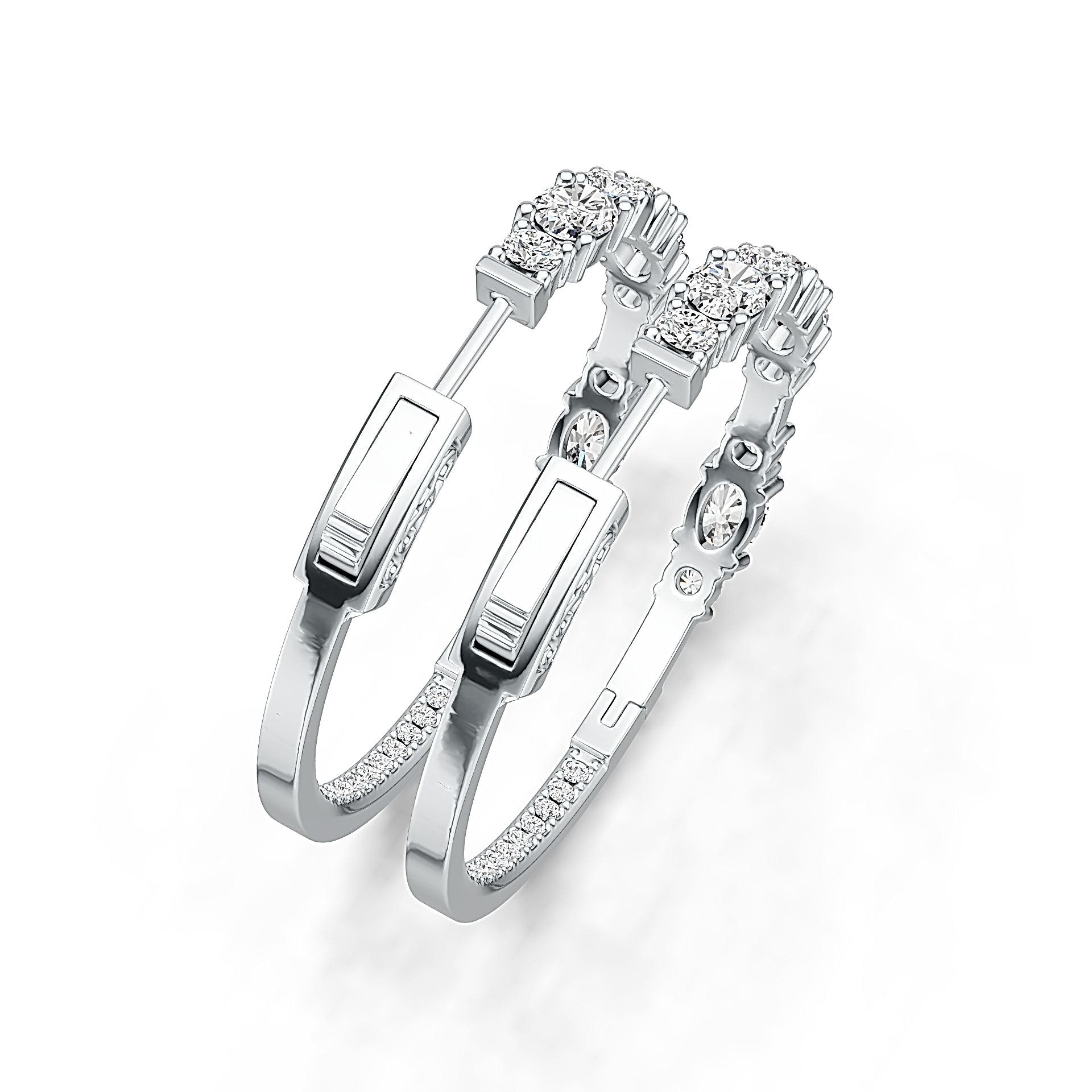 10K Gold Semi Mount Earrings Setting Oval OV 6X4mm Moissanite Accent DHJ