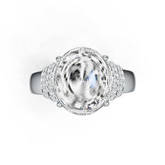 Sterling Silver Semi Mount Ring Setting Oval OV 13x11mm Cabochon White Topaz Syzjewelry