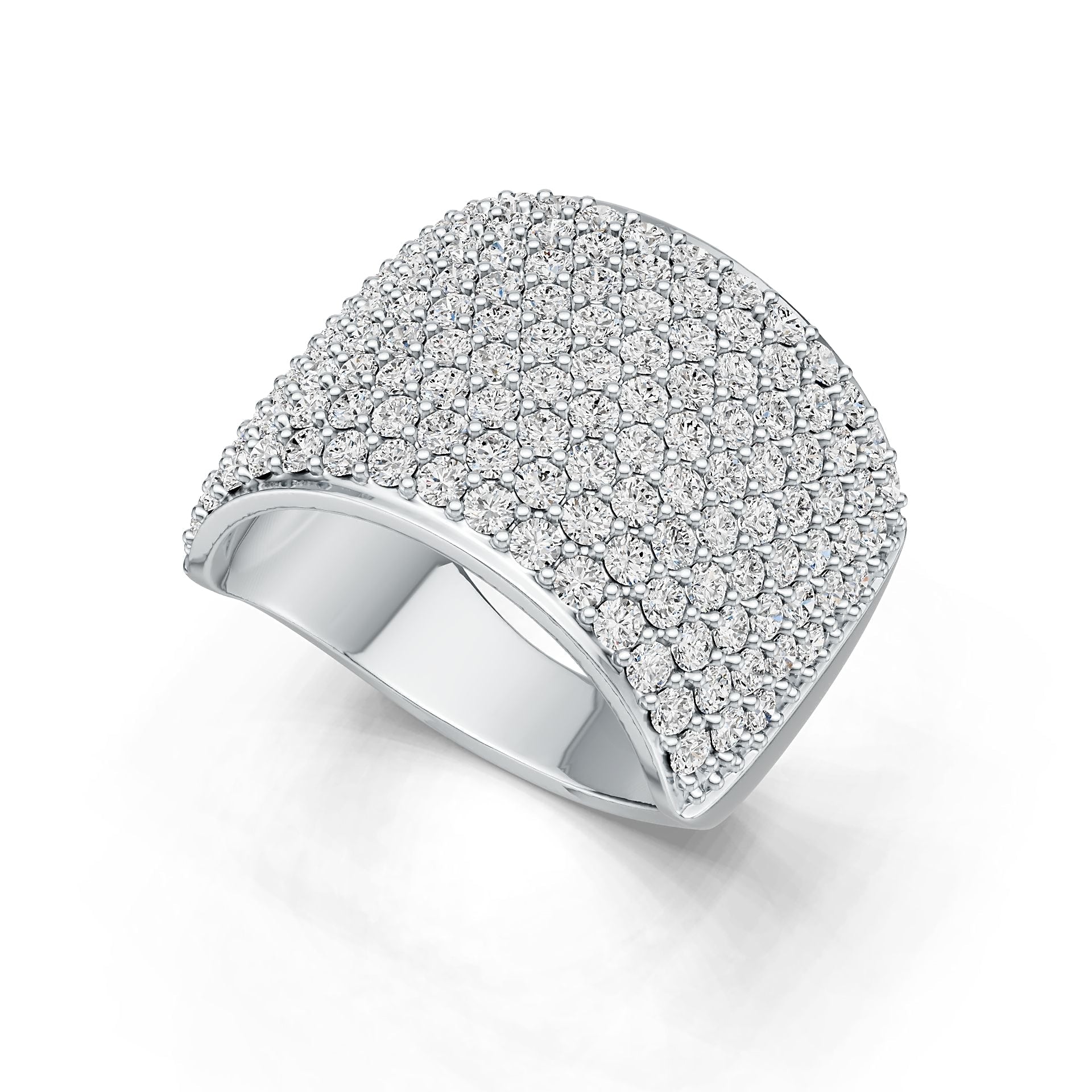 14K Gold Ring with or Moissanite Pave Cluster Dome Statement Ring Diamond Accent DHJ