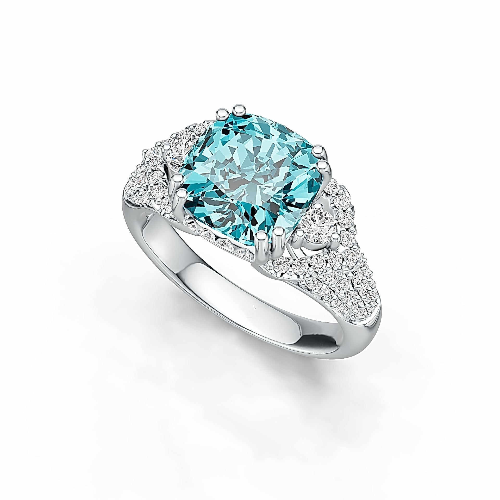 Platinum Semi Mount Ring Setting Cushion CU 9X9mm Diamond Accent DHJ