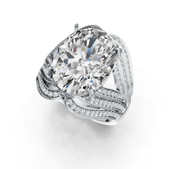 14K Gold Semi Mount Ring Setting Oval OV 16X12mm with Split Shank Diamond Accent DHJ