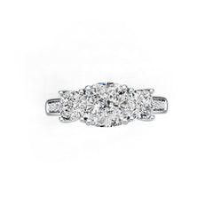 14K Gold Semi Mount Ring Setting Cushion CU 7.5X7.5mm CU 5.5X5.5mm Diamond Accent DHJ