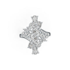 Platinum Semi Mount Ring Setting Pear PE 6X4mm MQ 4X2mm Diamond Accent DHJ