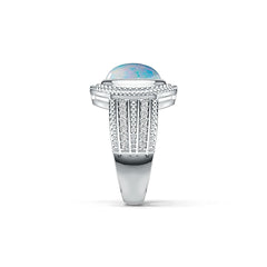 Platinum Semi Mount Ring Setting Oval OV 10X8mm Cabochon Diamond Accent DHJ