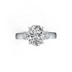 14K Gold Semi Mount Ring Setting Oval OV 10X8mm Diamond Accent DHJ