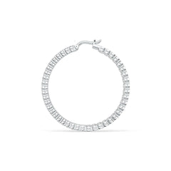 Sterling Silver Hoop Earrings Round with White Topaz or Moissanite DHJ