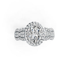 14K Gold Semi Mount Ring Setting Oval OV 9X7mm Diamond Accent DHJ