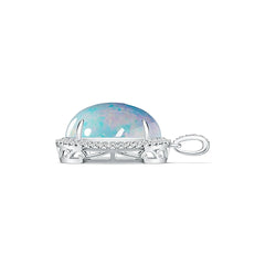 14K Gold Semi Mount Pendant Setting Oval OV 18x13mm Cabochon Halo Diamond Accent DHJ