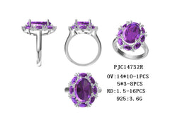 Platinum Semi Mount Ring Setting Oval OV 14x10mm OV 5x3mm Halo Ring DHJ