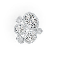Platinum Semi Mount Ring Setting Oval OV 14X10mm OV 10X8mm RD 8mm Diamond Accent DHJ