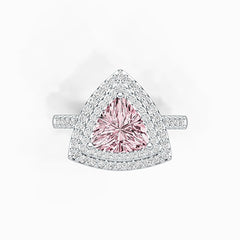 Sterling Silver Semi Mount Ring Setting Trillion TRI 8X8mm Double Halo Syzjewelry