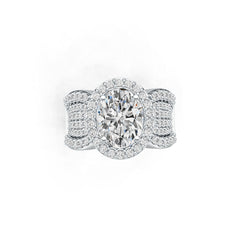 10K Gold Semi Mount Ring Setting Oval OV 10X8mm Moissanite Accent DHJ