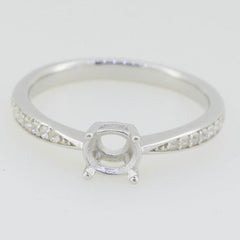 Platinum Semi Mount Ring Setting Round RD 5x5mm Diamond Accent Syzjewelry