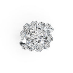 10K Gold Semi Mount Ring Setting Oval OV 12X10mm with White Topaz DHJ
