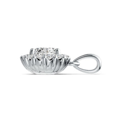 18K Gold Semi Mount Pendant Setting Round RD 7x7mm Halo Diamond Accent DHJ