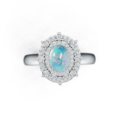 14K Gold Semi Mount Ring Setting Oval OV 8X6mm Cabochon Diamond Accent DHJ