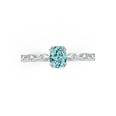 Platinum Semi Mount Ring Setting Oval OV 7x5mm Solitaire Diamond Accent DHJ