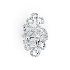 10K Gold Cocktail Filigree Ring with White Topaz or Moissanite Moissanite Accent DHJ
