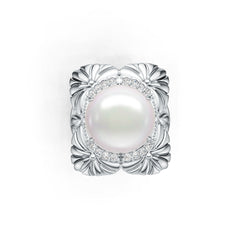 Platinum Semi Mount Ring Setting Round RD 15x15mm Cab Diamond Accent DHJ