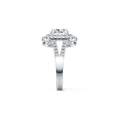 Sterling Silver Semi Mount Ring Setting Oval OV 8X6mm Double Halo Split Shank DHJ