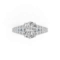 10K Gold Semi Mount Ring Setting Oval OV 9x7mm Moissanite Accent DHJ