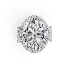 10K Gold Semi Mount Ring Setting Oval OV 20X14mm Moissanite Accent DHJ