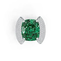 18K Gold Semi Mount Ring Setting Cushion CU 14X12mm with White Topaz Diamond Accent DHJ