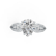 Platinum Semi Mount Ring Setting Pear PE 10X8mm Diamond Accent DHJ