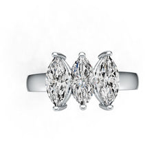 14K Gold Semi Mount Ring Setting Marquise MQ 10X5mm 3-Stone Ring DHJ