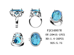 Platinum Semi Mount Ring Setting Oval OV 20X15mm Cocktail Ring Diamond Accent DHJ