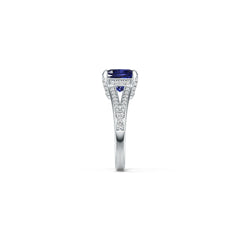 Platinum Semi Mount Ring Setting Cushion Cu 9x9mm Diamond Accent Syzjewelry