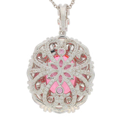 18K Gold Semi Mount Pendant Setting Oval OV 15X11mm Halo Diamond Accent Syzjewelry