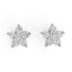 Platinum Earrings with or Moissanite Star Theme Diamond Accent DHJ