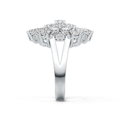 18K Gold Ring with or Moissanite Cluster Cocktail Flower Theme Diamond Accent DHJ