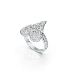 18K Gold Ring with White Topaz or Moissanite  Heart Theme Diamond Accent DHJ