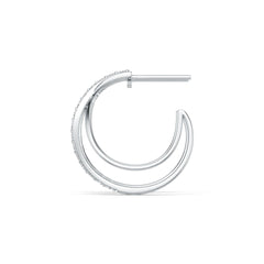 Sterling Silver Earrings Open Hoop with White Topaz or Moissanite DHJ