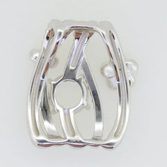 Platinum Semi Mount Pendant Setting RD 8x8mm Diamond Accent Syzjewelry