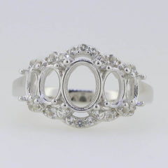 14K Gold Semi Mount Ring Setting Oval OV 8X6mm 6x4mm 5x3m Whi Diamond Accent Syzjewelry