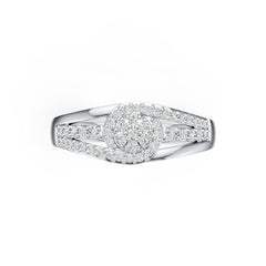 10K Gold Ring with or Moissanite Halo Split Shank Moissanite Accent DHJ