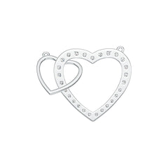 14K Gold Pendant Double Heart Theme with White Topaz or Moissanite Diamond Accent DHJ