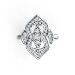 18K Gold Ring with or Moissanite Vintage-Inspired Diamond Accent DHJ