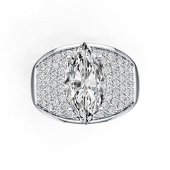 Platinum Semi Mount Ring Setting Marquise MQ 14X7mm Diamond Accent DHJ