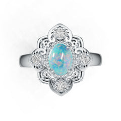 14K Gold Semi Mount Ring Setting Oval OV 8X6mm Cabochon Diamond Accent DHJ